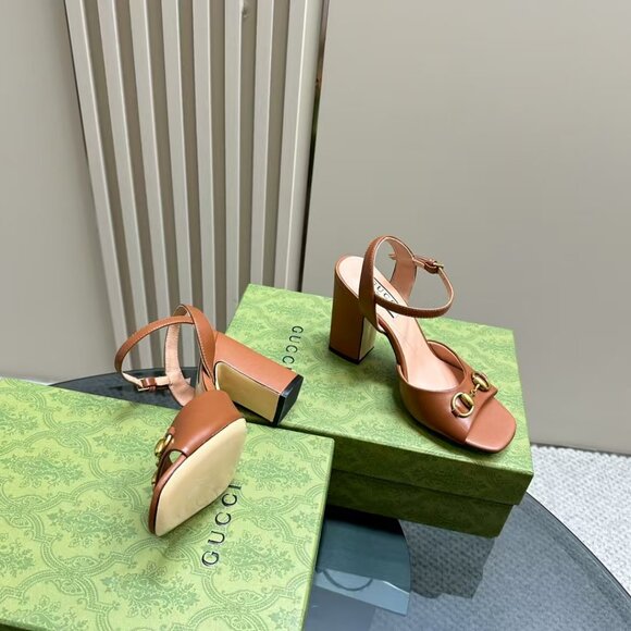 Gucci Copper Peep-Toe Heels - Picture 6 of 6